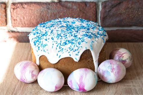 Easter Cake With Sprinkles On Glaze Happy Easter Dessert Backery Spring Holiday Marble