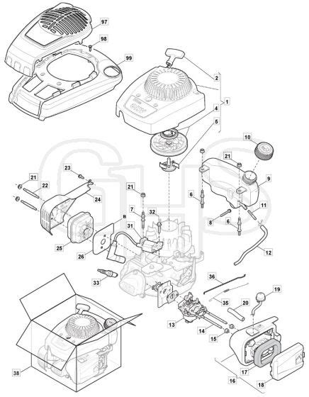 Rs100 Blue Ohv 2011 2015 1185507320100002 Mountfield Engine Main Assembly Diagram Ghs