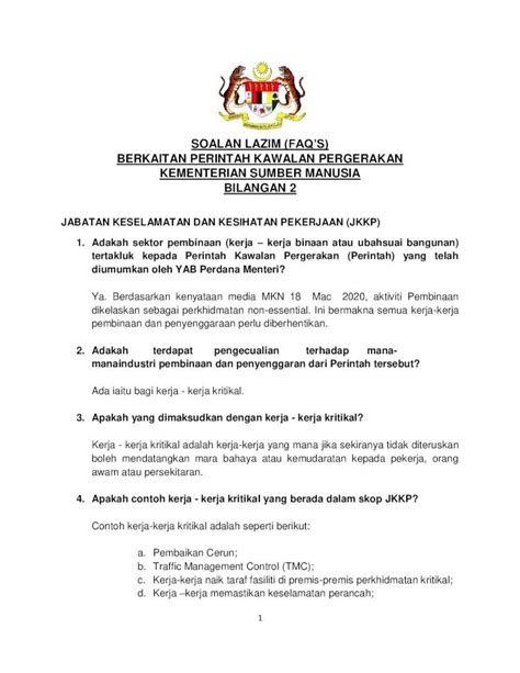 Pdf Soalan Lazim Faqs Berkaitan Perintah Kawalan Bagaimanakah