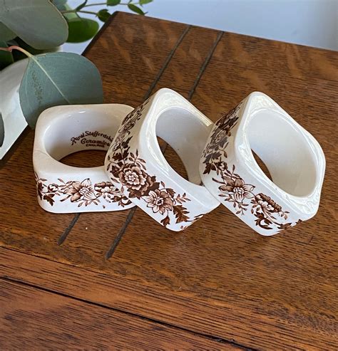 Royal Staffordshire Tonquin Brown Transferware Napkin Rings Etsy