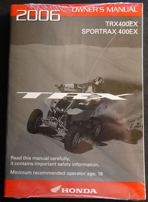 06 Honda Atv Trx400ex Sportrax 400ex 2006 Owners Manual
