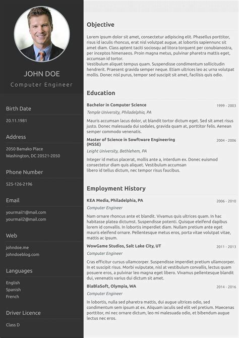 1 Page Cv Template