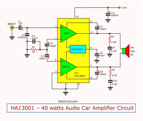 12v audio amplifier circuit diagram 
