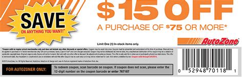15 Off 75 Autozone Coupon Printable