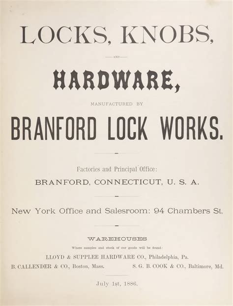 1878 Branford Lock Works Catalog