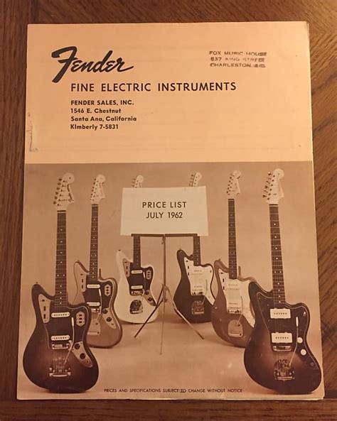 1962 Fender Catalog With Price List