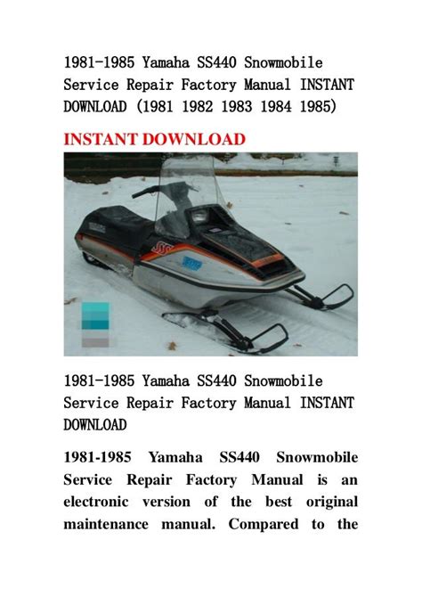 1981 1985 Yamaha Ss440 Snowmobile Repair Manual
