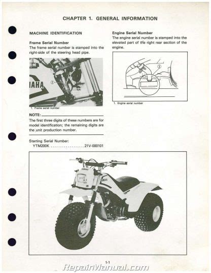 1983 Yamaha Ytm200k Tri Moto Atc Service Repair Workshop Manual Download