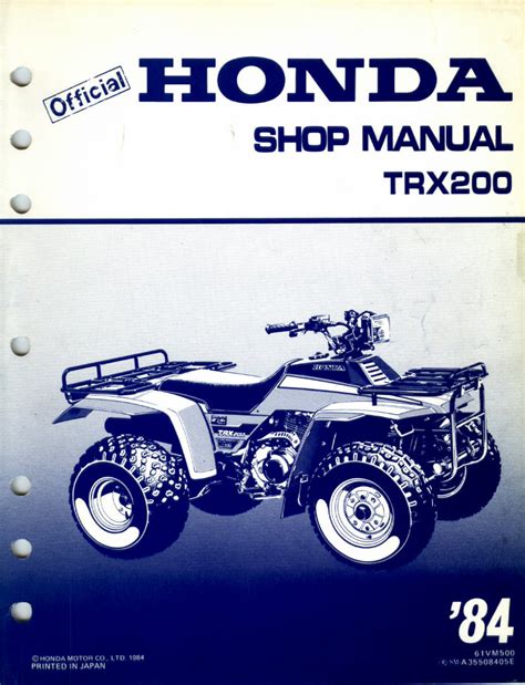 1984 Honda Trx200 Fourtrax 200 Service Repair Manual Downloa