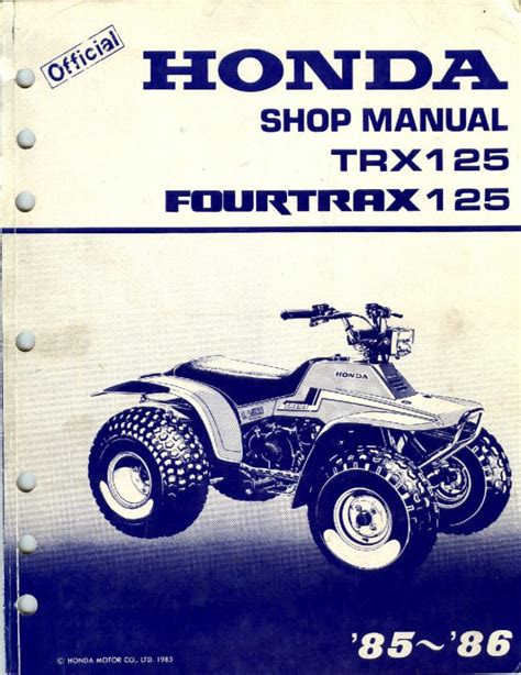 1985 1986 Honda Trx125 Fourtrax 125 Trx 125 Atv Workshop Service Repair Manual Download 1985 1986