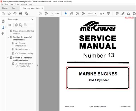 1985 1989 Mercury Mercruiser 10 Marine Engines Gm 4 Cylinder Workshop Service Repair Manual Download