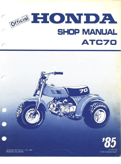 1985 Honda Atc 70 Service And Repair Manual 70