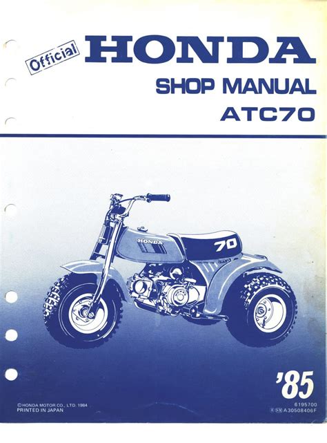 1985 Honda Atc70 Service Repair Manual Download 85