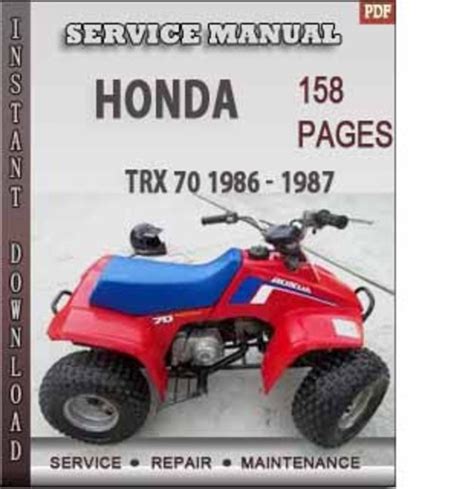 1986 1987 Honda Atv Trx70 Fourtrax Service Manual