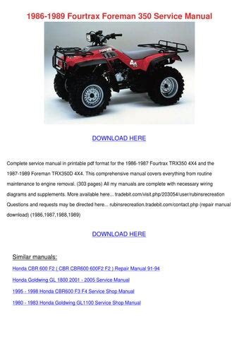 1986 1989 Fourtrax Foreman 350 Service Manual