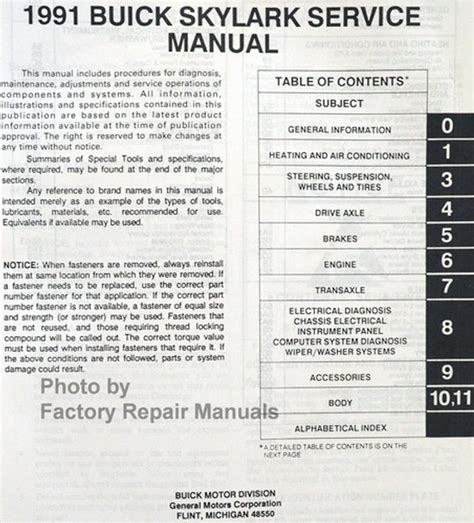 1986 1991 Skylark Service And Repair Manual