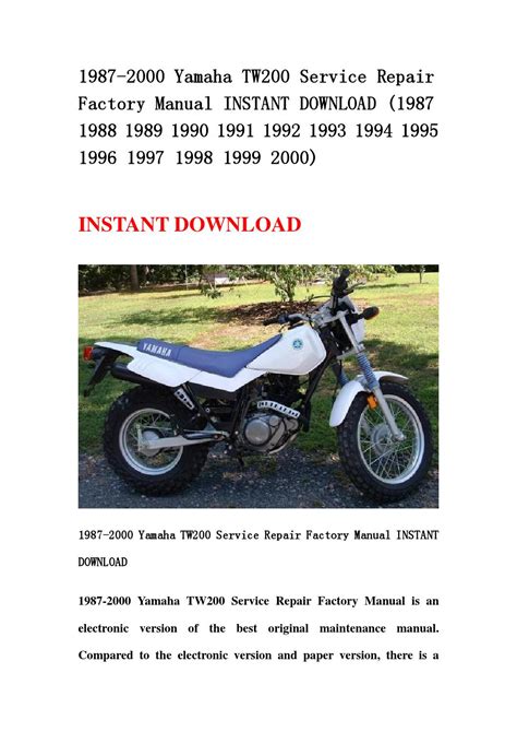 1987 1990 Yamaha Tw200 E Service Repair Workshop Manual Download