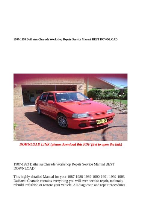 1987 1993 Daihatsu Charade Workshop Repair Service Manual Best Download