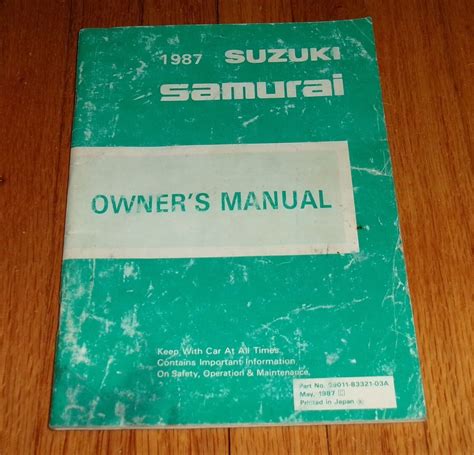 1987 Suzuki Samurai Service Repair Manual Download