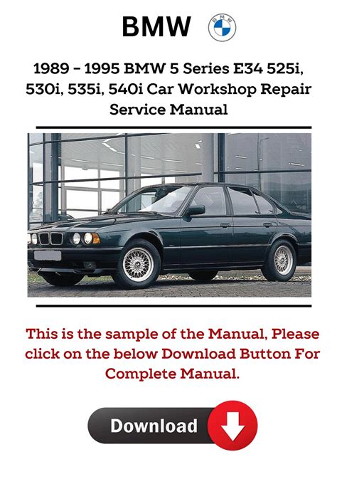 1989 1995 Bmw 5 Series E34 Service Repair Workshop Manual Download