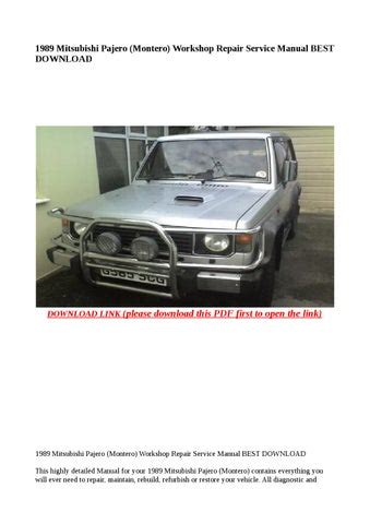 1989 Mitsubishi Pajero Montero Workshop Repair Service Manual Best Download