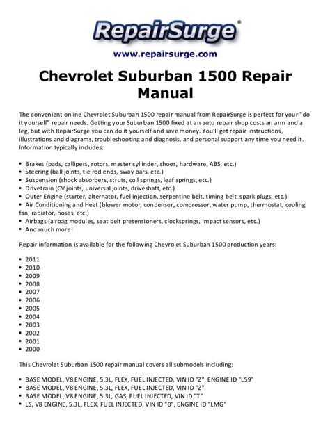 1990 Chevrolet R1500 Suburban Service Repair Manual Software
