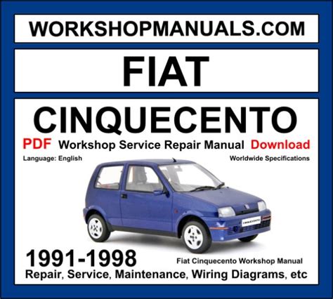 1991 1998 Fiat Cinquecento Workshop Repair Service Manual In Italian Best Download