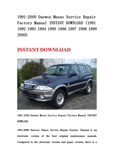 1991 2000 Daewoo Musso Service Repair Manual