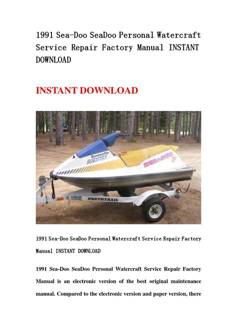 1991 Seadoo Sea Doo Personal Watercraft Service Repair Workshop Manual Download