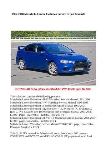 1992 2008 Mitsubishi Lancer Evolution Service Repair Manuals