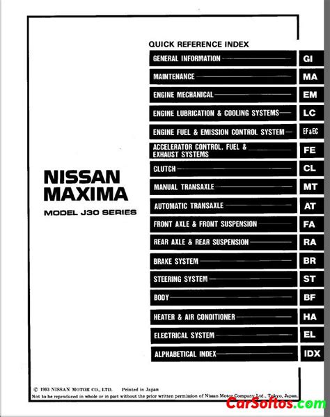 1992 Maxima J30 Service And Repair Manual