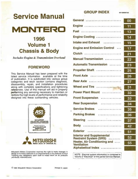 1992 Mitsubishi Montero Service Repair Manual Download