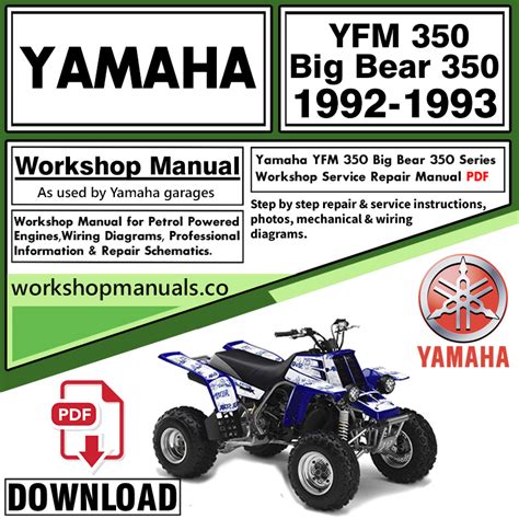 1992 Yamaha Big Bear 350 Service Repair Manual Download 92