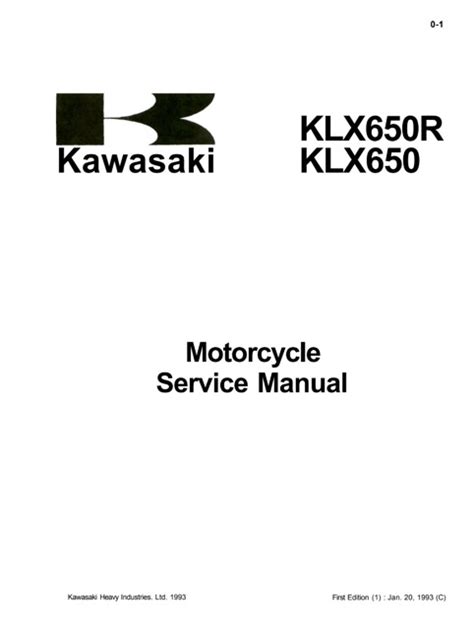 1993 Kawasaki Klx650r Klx650 Service Repair Workshop Manual Download