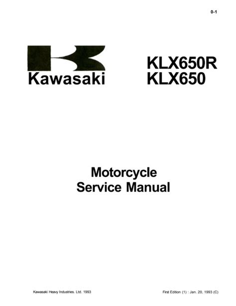 1993 Kawasaki Klx650r Klx650 Service Workshop Manual