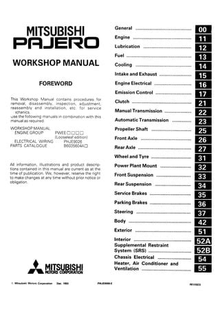 1993 Mitsubishi Pajero Service Repair Manual Download