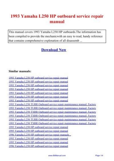 1993 Yamaha L250 Hp Outboard Service Repair Manual