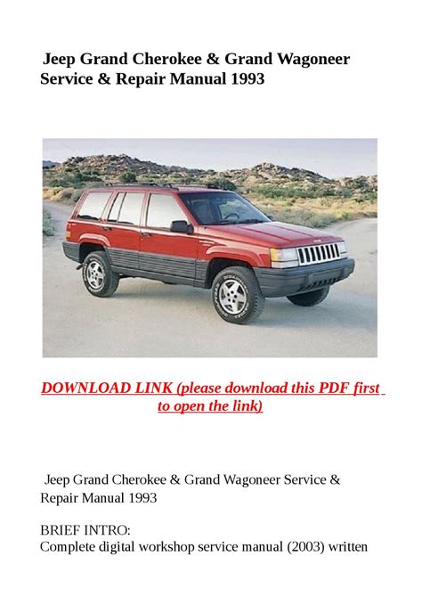 1993 Zj Jeep Grand Cherokee Factory Service Manual