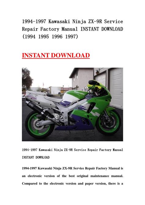 1994 1997 Kawasaki Ninja Zx 9r Service Repair Workshop Manual Download 1994 1995 1996 1997