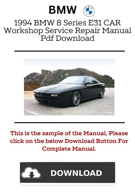 1994 Bmw 8 Series E31 Car Service Repair Manual Download