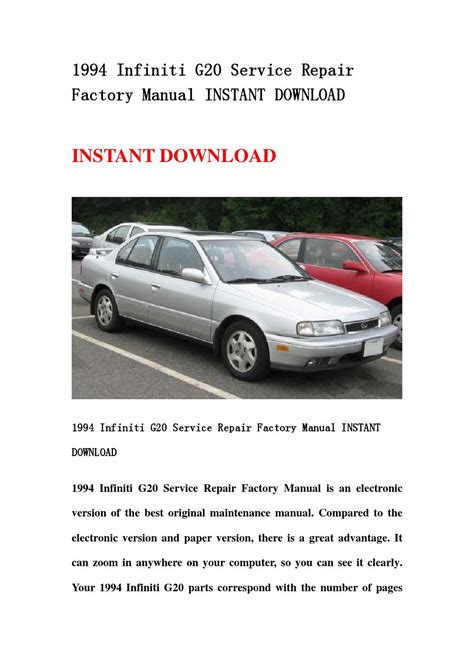 1994 Infiniti G20 Service Repair Workshop Manual Download