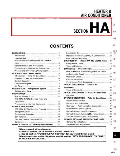 1994 Nissan D21 Heater Air Condition Section HA Manual and Wiring Diagram