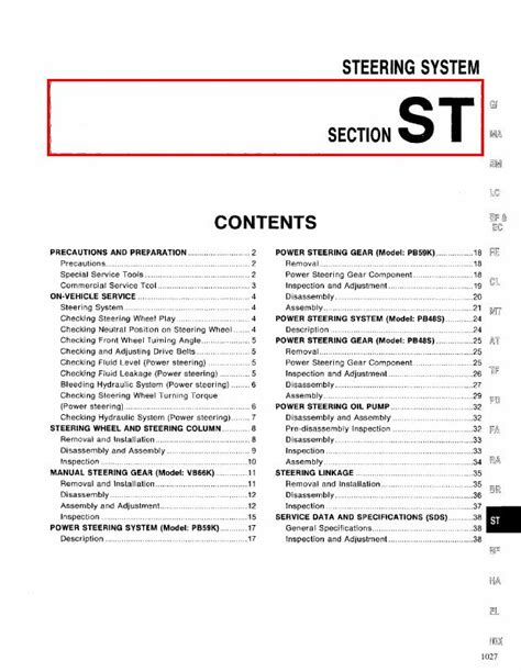 1994 Nissan D21 Steering System Section ST Manual and Wiring Diagram