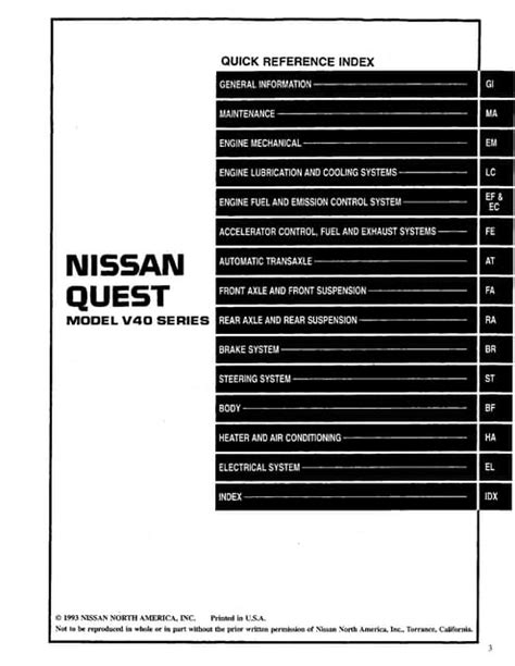 1994 Nissan Quest Service Repair Manual