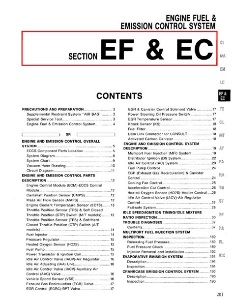 1994 Nissan Sentra Emission Control System Section EC Manual and Wiring Diagram