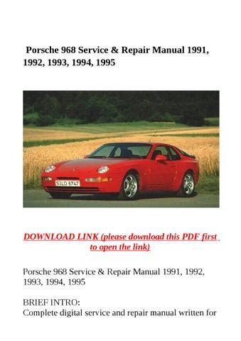 1994 Porsche 968 Service And Repair Manual