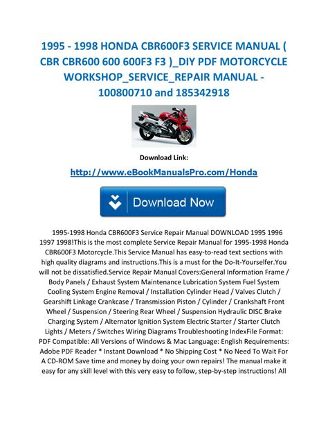 1995 1998 Honda Cbr600 F3 F4 Service Shop Manual