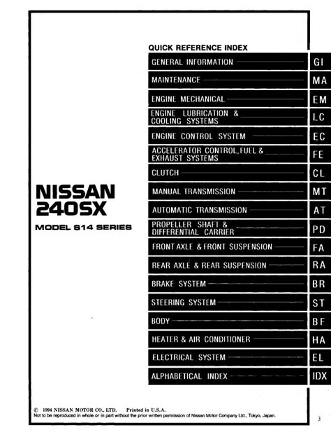 1995 Nissan 240sx Service Repair Manual 95