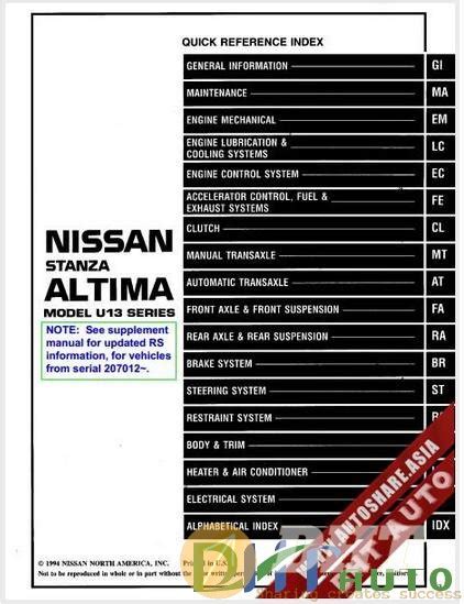 1995 Nissan Altima Factory Service Manual Download