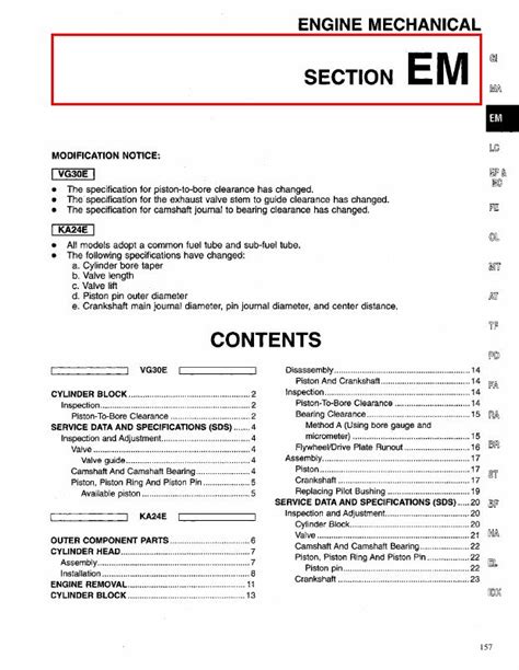 1995 Nissan D21 Engine Mechanical Section EM Manual and Wiring Diagram